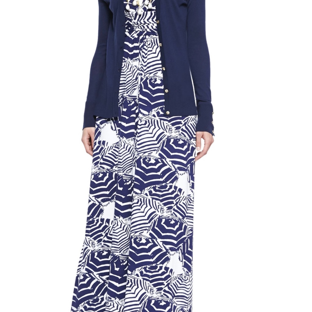 😍 Lilly Pulitzer Sloane Maxi in Bright navy Oh Cabana Boy Jersey Dress. (Large